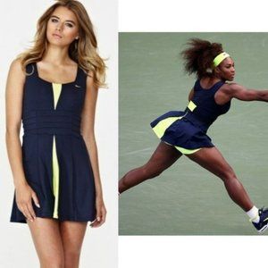 NWT Nike Tennis Dress w/ Bra pleated Skirt Pretty M Medium Navy Blue